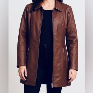 Baccini Women's Rich Brown Leather Jacket